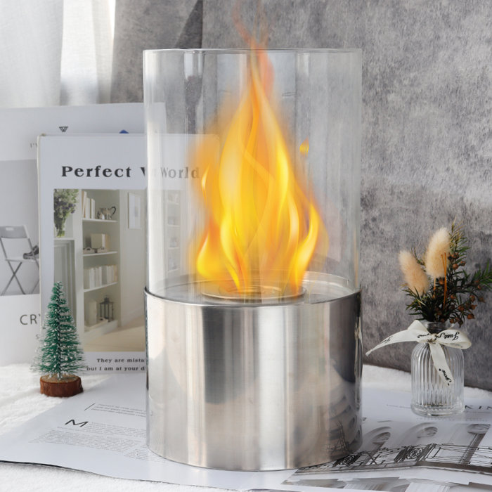 JHY DESIGN Metal BioEthanol Outdoor Tabletop Fireplace with Flame